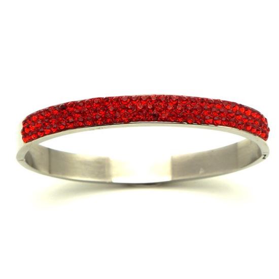 Picture of Red Crystal Bangle Cuff Stainless Steel High Quality