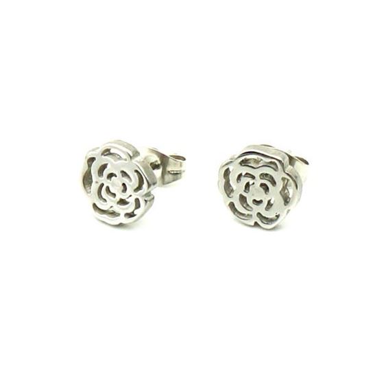 Picture of Flower Stud Earrings Stainless Steel Polished