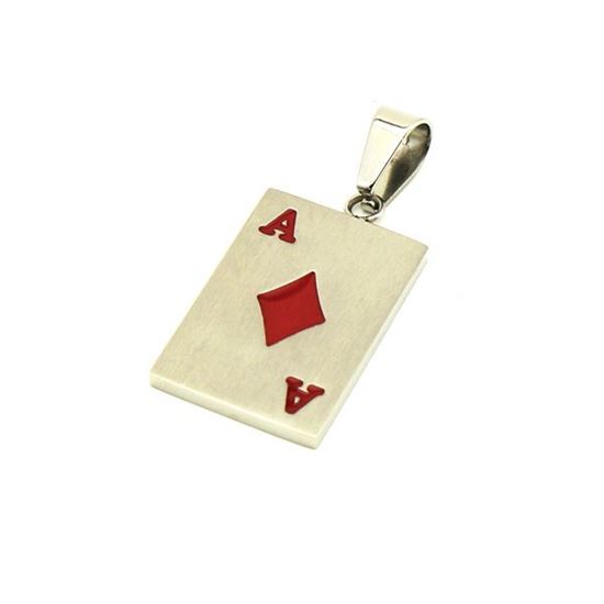 Picture of Card A Pendant Stainless Steel Red Enamel 