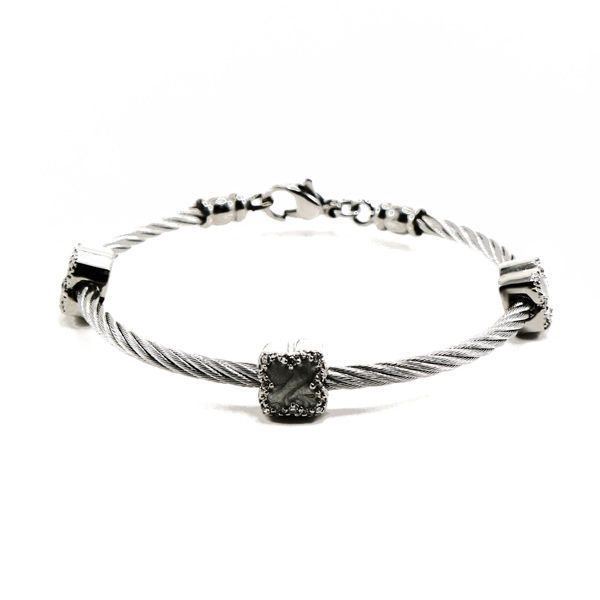 Picture of Flower Cable Bracelet Cuff Stainless Steel 