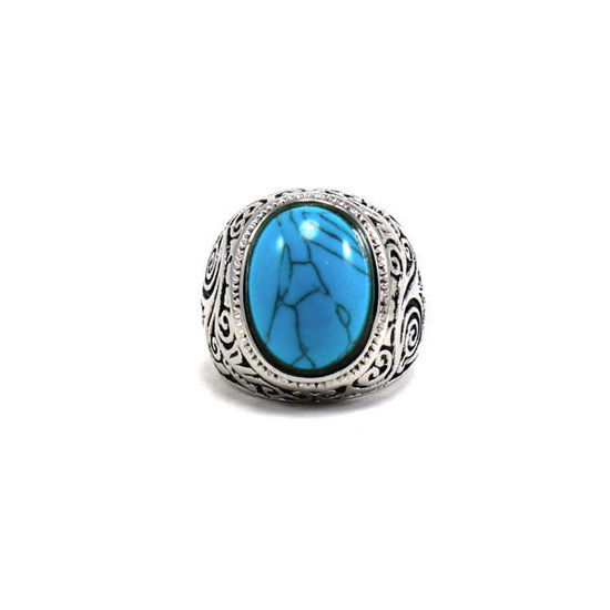 Picture of Men Turquoise Stone Ring Stainless Steel