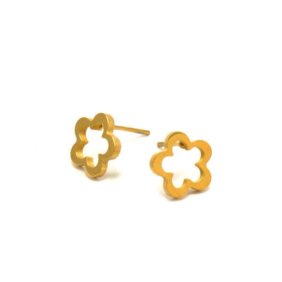 Picture of Flower Stud Earrings Stainless Steel Gold Plating