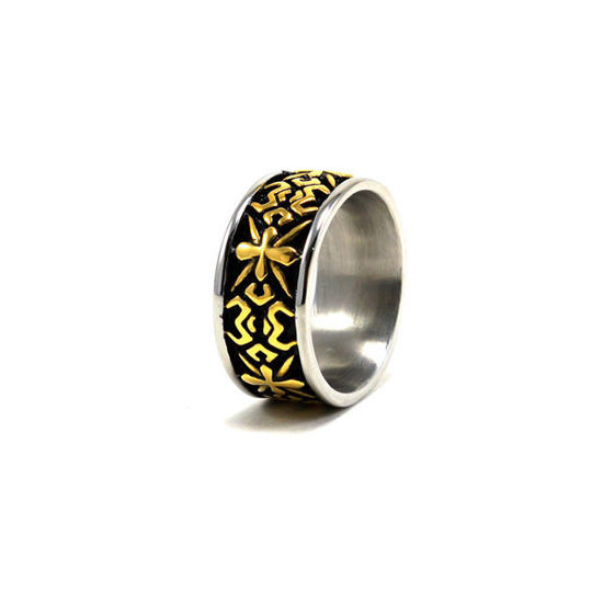 Picture of Men Black Gold Ring Stainless Steel