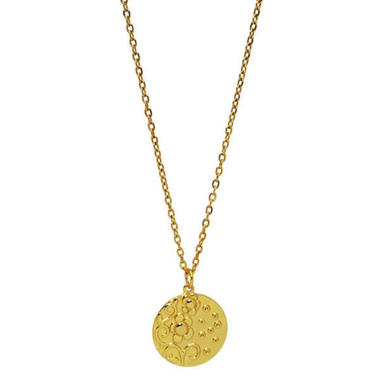 Picture of Medallion Flower Necklace Stainless Steel Gold Plating