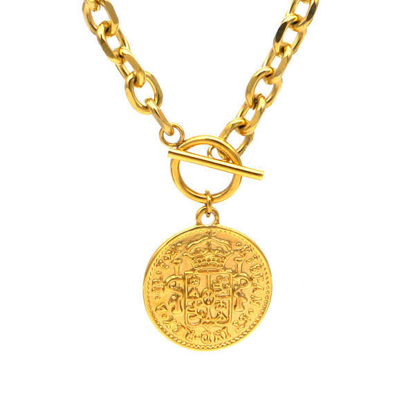 Picture of Gold Coin Necklace Stainless Steel