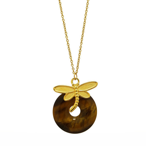Picture of Tiger Eye & Butterfly Necklace Gold Plating