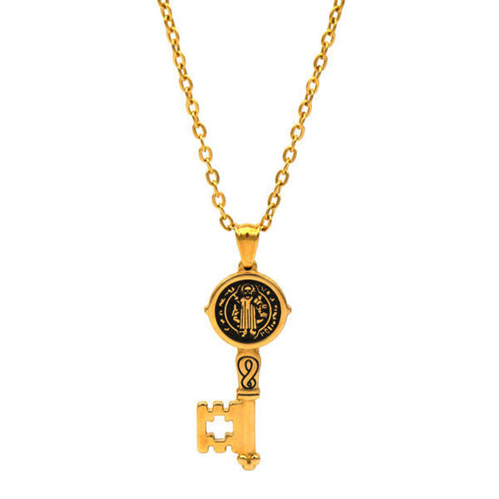 Picture of Saint Benedict Key Gold Plating Religious Necklace